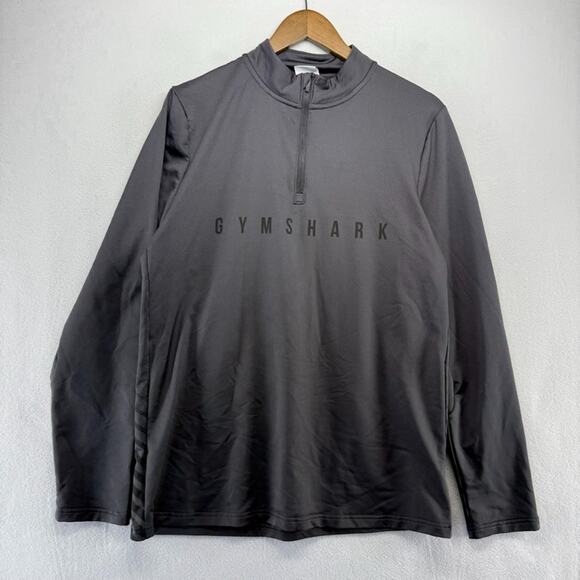 Gymshark Sport Stripe 1/4 Zip Pullover Shirt Men's XL Gray Spellout Workout Gym - Picture 1 of 12